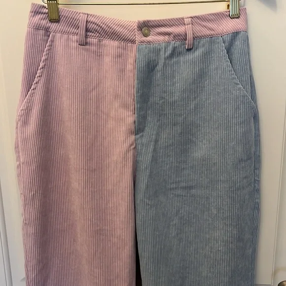 Vintage Salanta corduroy pants Polyester Color Block Purple Blue US 6 - Picture 2 of 10